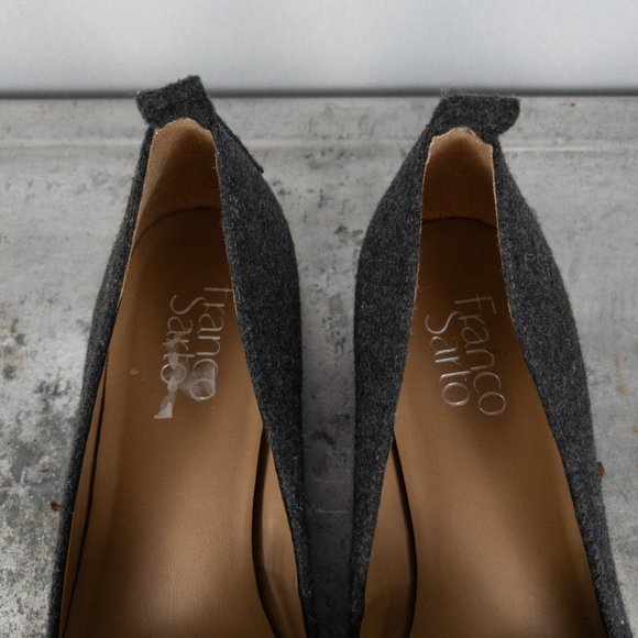 Franco Sarto Grey Brushed Felt Flats Silver Heel 8 Loafer Embellished Bedazzled - Picture 7 of 9